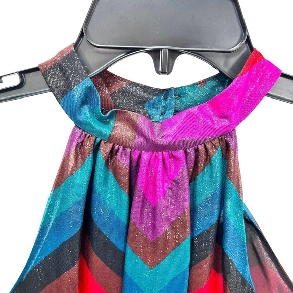 TRINA TURK Silk-Blend Champagne Shimmer Striped Tie-Front Halter Top NWT Small - Picture 8 of 16